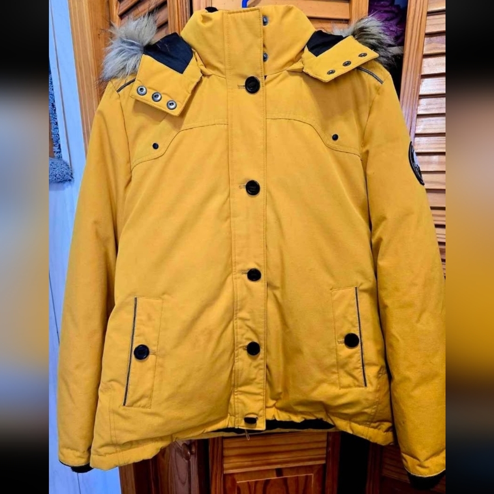 Alpine TEK MEDIUM Yellow Winter Jacket with Fur Hood